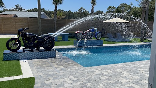 Robs Two Motorcycle fountains